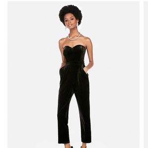 Express Black Velvet Sweetheart Jumpsuit Size 14